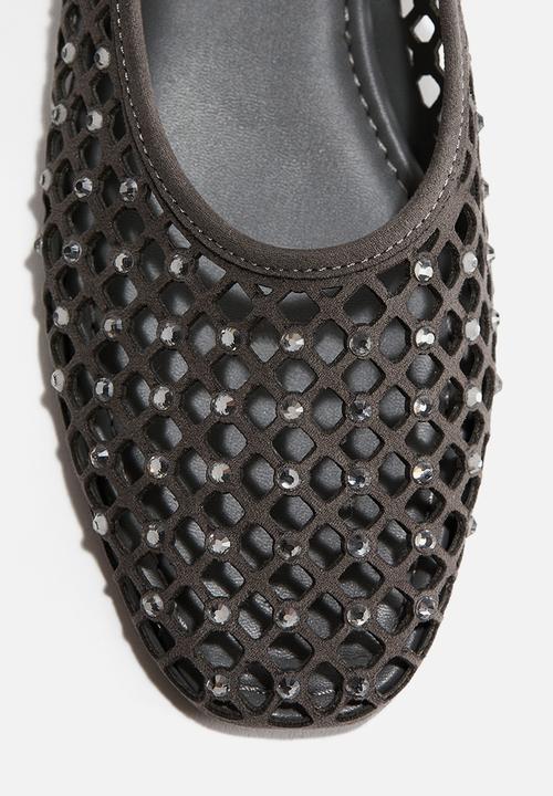 H&M - Rhinestone-embellished ballet flats - dark grey