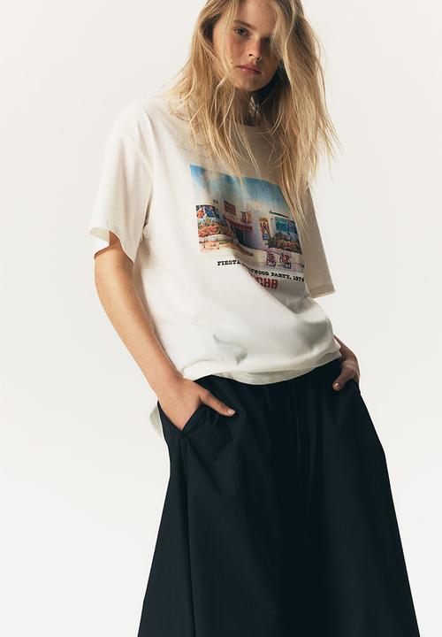 H&M - Oversized printed T-shirt - white,multi