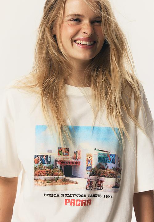 H&M - Oversized printed T-shirt - white,multi