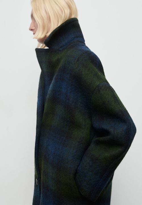 MANGO - Coat scotish - navy