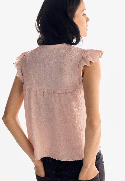 H&M - Textured jersey top - light pink