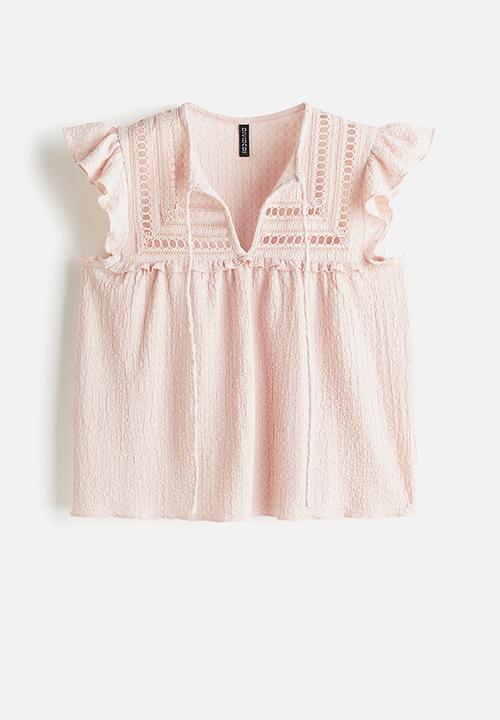 H&M - Textured jersey top - light pink