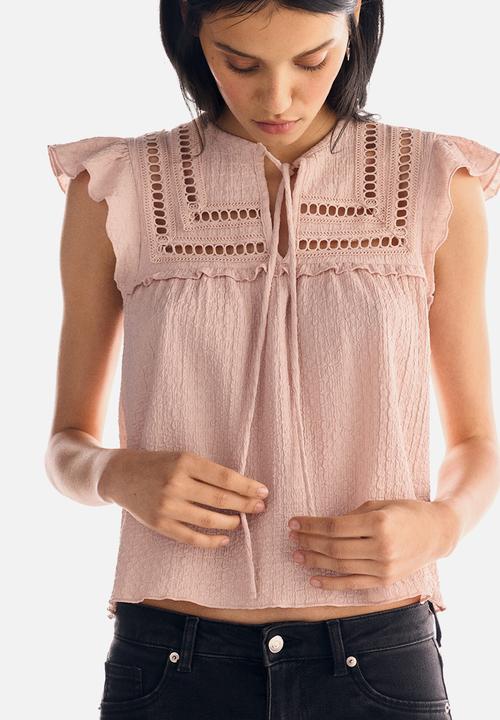 H&M - Textured jersey top - light pink