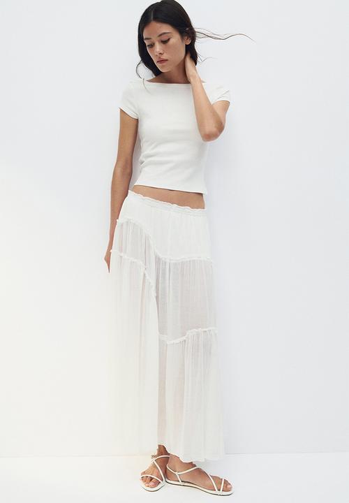 H&M - Ribbed boat-neck top - white