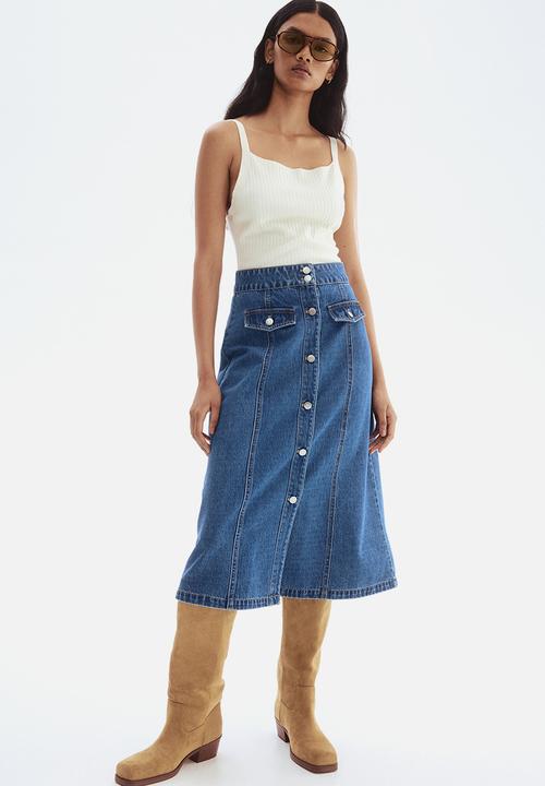H&M - A-line denim skirt - denim blue