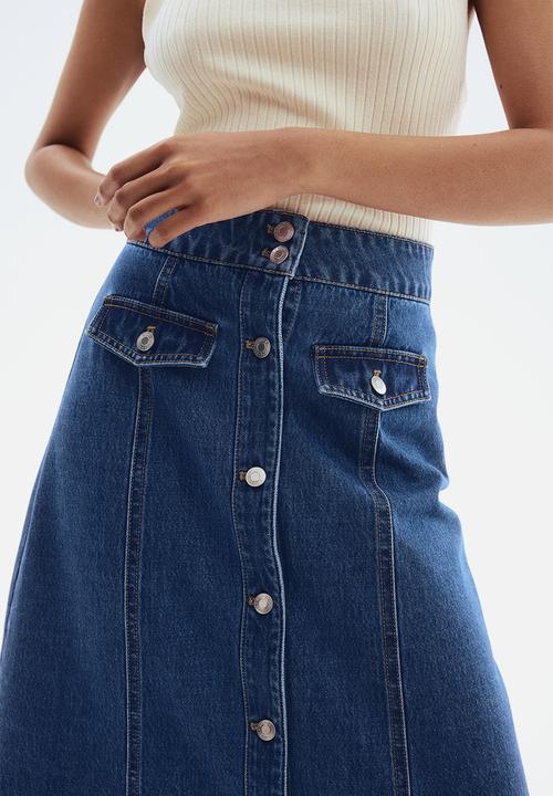 H&M - A-line denim skirt - denim blue
