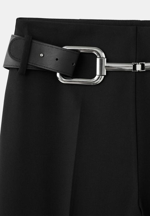 MANGO - Trousers sauvi - black