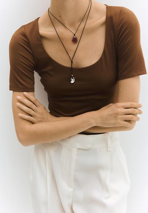H&M - Scoop-neck thong body - brown
