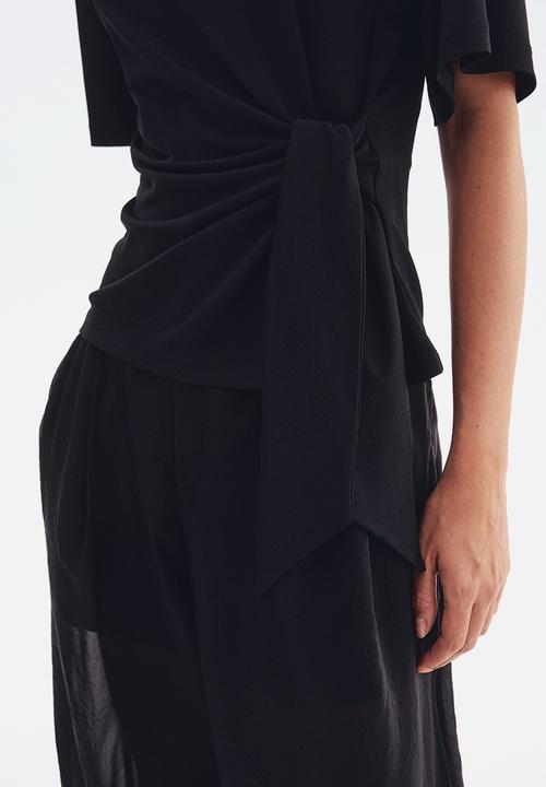 H&M - Tie-detail top - black