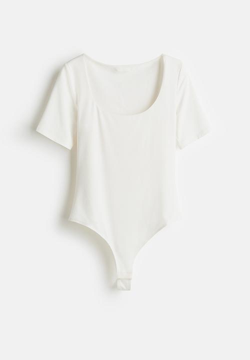 H&M - Scoop-neck thong body - white