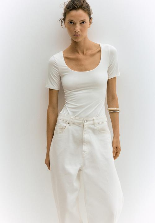 H&M - Scoop-neck thong body - white