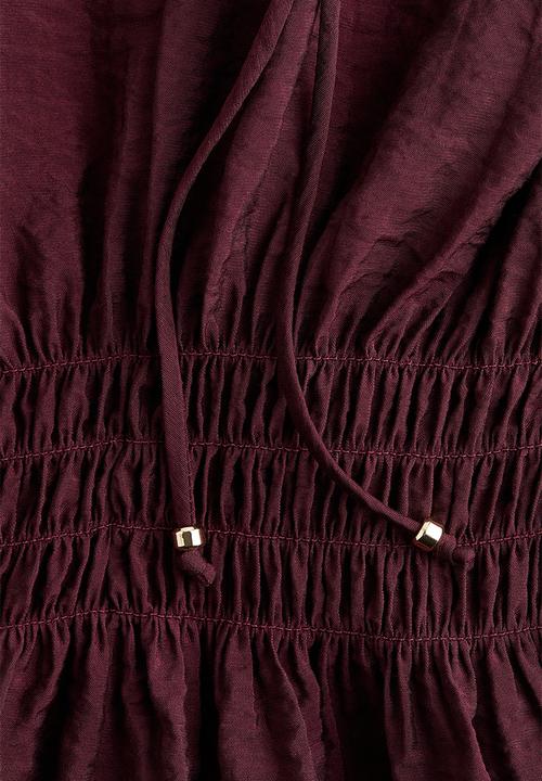 H&M - Smocked blouse - plum red