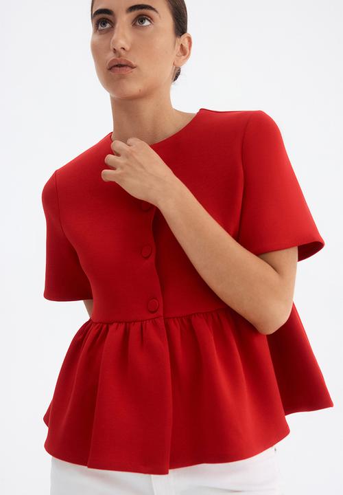 H&M - Scuba peplum top - red