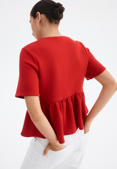 H&M - Scuba peplum top - red