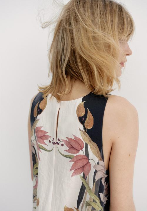 H&M - Printed shift dress - cream floral
