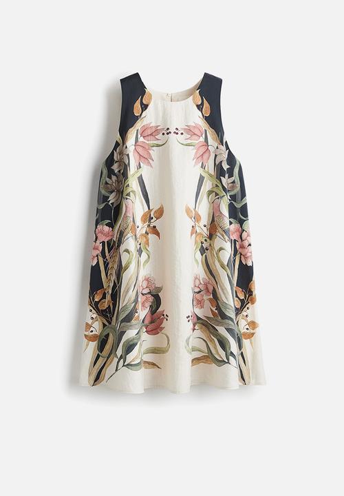 H&M - Printed shift dress - cream floral
