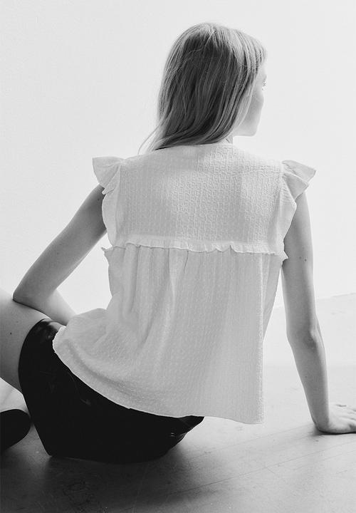 H&M - Textured jersey top - white