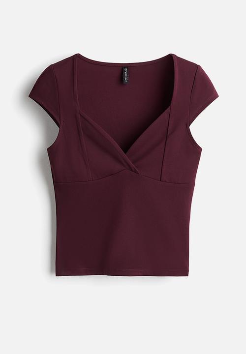 H&M - Cap-sleeved top - burgundy