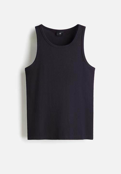 H&M - Slim fit ribbed vest top - navy blue