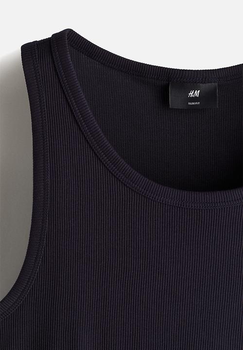H&M - Slim fit ribbed vest top - navy blue