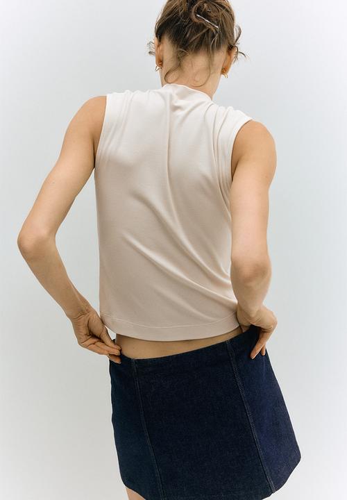 H&M - Stand-collar vest top - cream 