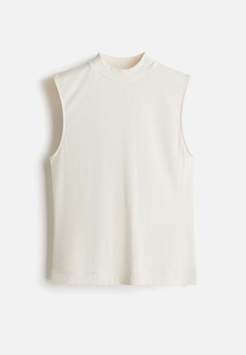 H&M - Stand-collar vest top - cream 