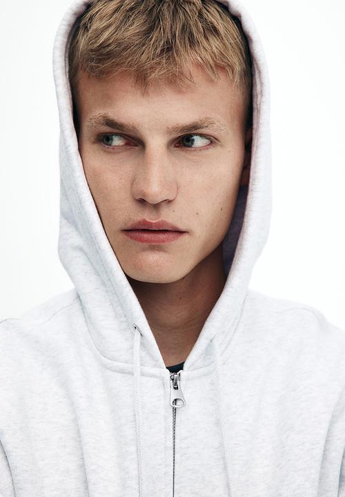 H&M - Oversized fit zip-through hoodie - light grey marl 