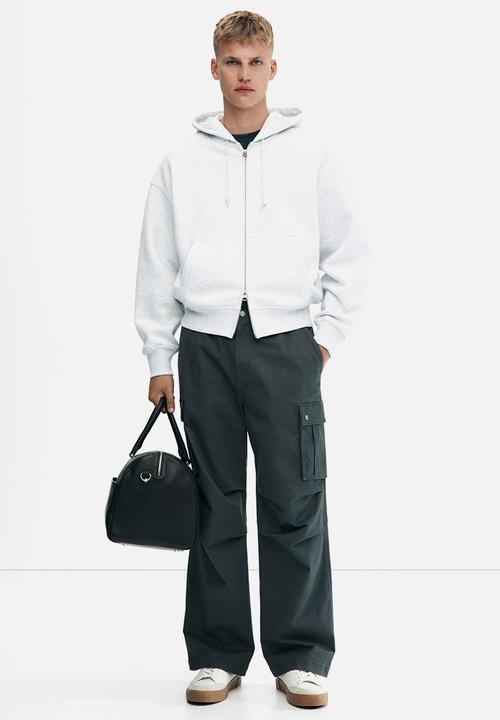 H&M - Oversized fit zip-through hoodie - light grey marl 
