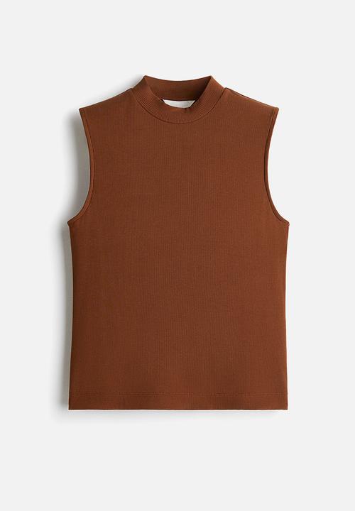 H&M - Stand-collar vest top - brown
