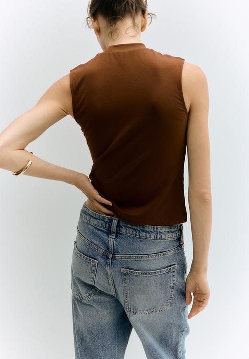 H&M - Stand-collar vest top - brown