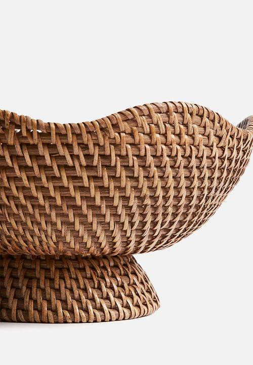 H&M - Footed rattan bowl - beige