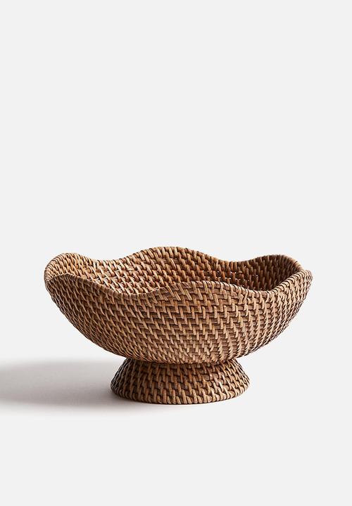 H&M - Footed rattan bowl - beige
