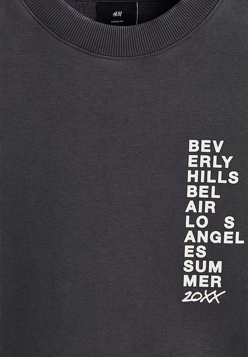 H&M - Loose fit printed sweatshirt - dark grey beverly hills