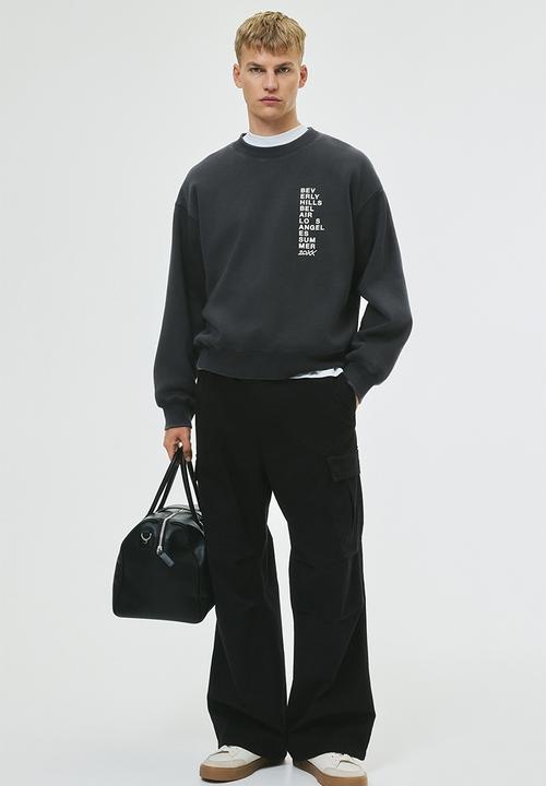 H&M - Loose fit printed sweatshirt - dark grey beverly hills