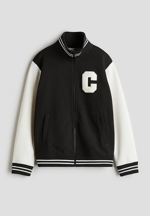 H&M - Loose-fit track jacket - black & white