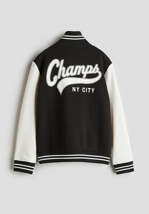 H&M - Loose-fit track jacket - black & white