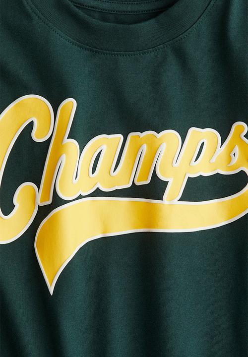 H&M - Printed cotton T-shirt - dark green champs