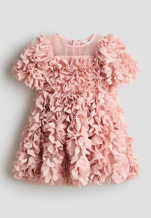 H&M - Flower-appliquéd dress - light pink