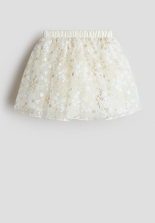 H&M - Embroidered tulle skirt - white floral