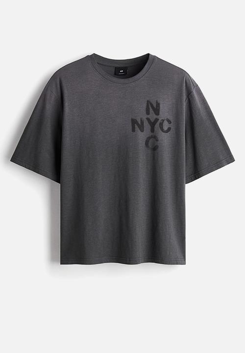 H&M - Oversized fit t-shirt - washed grey & nyc