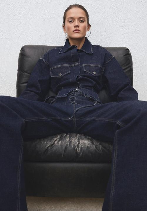 MANGO - Jacket flor - open blue