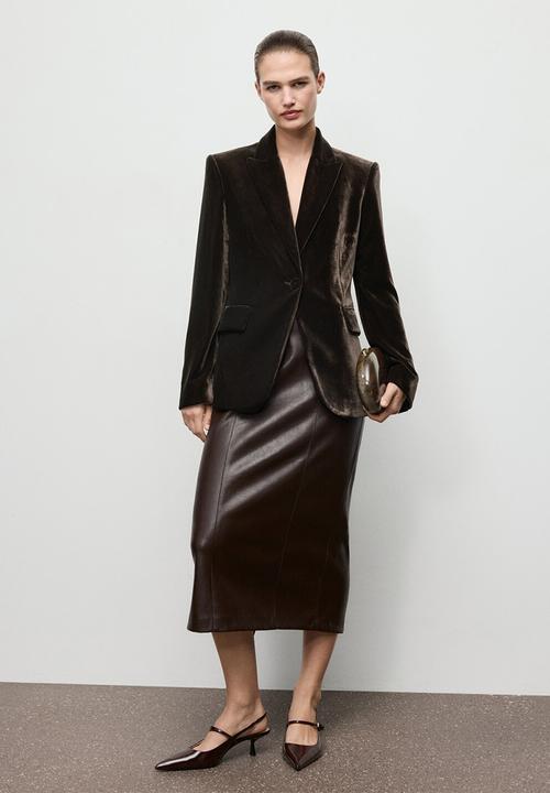 MANGO - Blazer combi - dark brown