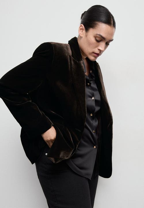 MANGO - Blazer combi - dark brown