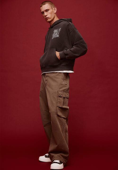 H&M - Oversized fit printed hoodie - grey dimes sq 