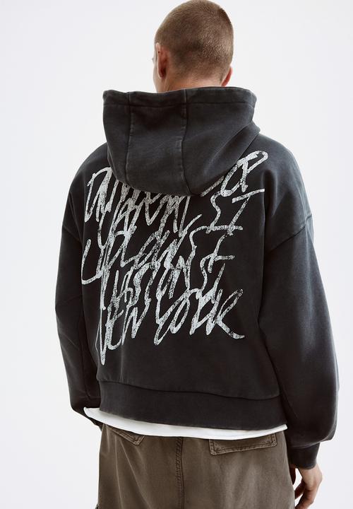 H&M - Oversized fit printed hoodie - grey dimes sq 