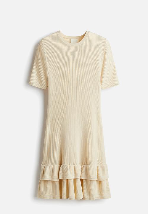 H&M - Rib-knit dress - light beige 