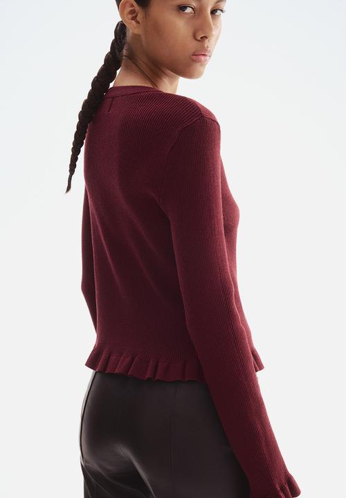 H&M - Rib-knit cardigan - burgundy