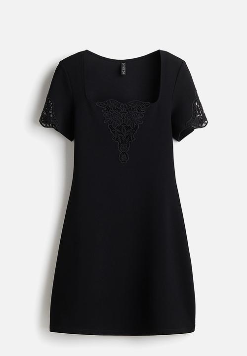 H&M - Embroidery-detail dress - black