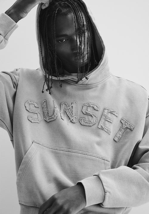 H&M - Oversized fit printed hoodie - green sunset