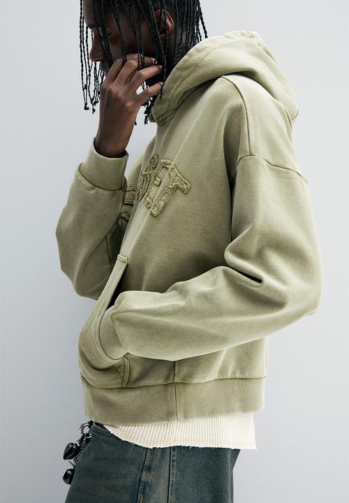 Oversized fit printed hoodie - green sunset - 1290855002